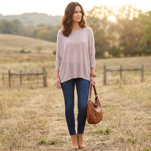 Eileen Fisher Sweaters - Eileen Fisher Sheer Viscose Linen Light Muted Pink Pullover Sweater Size L